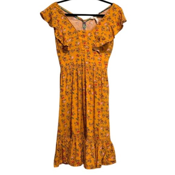 MATILDA JANE Ruffle Flutter Floral Fantasy Smocked Flounce Casual Dress Size XS - Picture 2 of 3